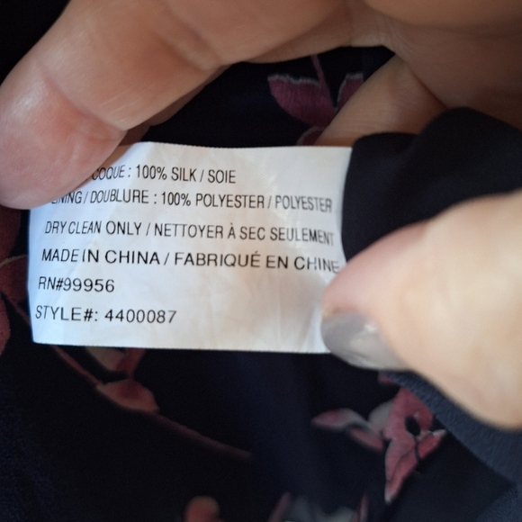 Shoshanna Womens 100% Silk Navy/Pink Floral Flutter Sleeve Dress Size 8 - Picture 3 of 10